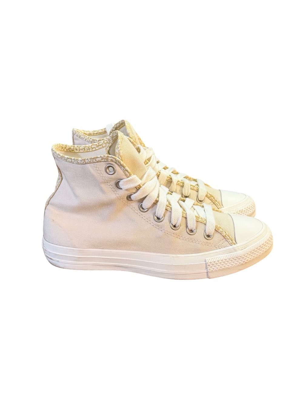 Converse Chuck Taylor All Star High Tops Ivory Canvas/Gold Trim Women’s Size 8.5